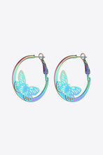 Load image into Gallery viewer, Multicolored Butterfly Huggie Earrings
