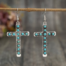 Load image into Gallery viewer, Artificial Turquoise Cross Shape Earrings
