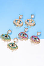 Load image into Gallery viewer, Evil Eye Shape Rhinestone Zinc Alloy Synthetic Dangle Earrings
