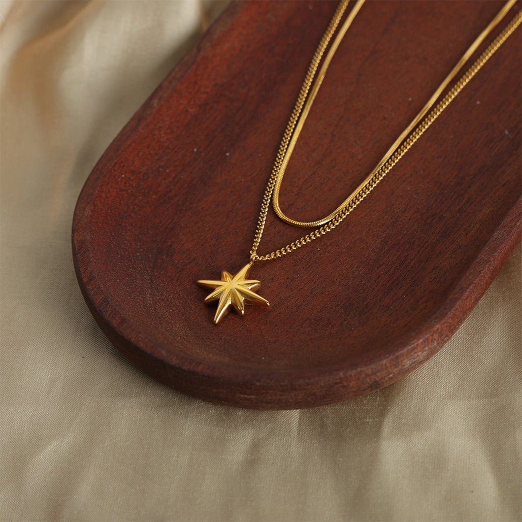 Star Pendant Double-Layered Titanium Steel Necklace