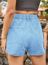 Load image into Gallery viewer, High Waist Denim Shorts with Pockets
