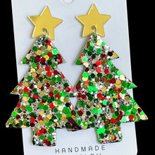 Load image into Gallery viewer, Christmas Tree Acrylic Dangle Earrings
