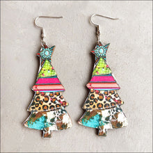 Load image into Gallery viewer, Christmas Themed Wood Dangle Earrings
