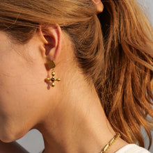 Load image into Gallery viewer, Gold-Plated Stainless Steel Cross Shape Earrings
