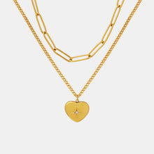 Load image into Gallery viewer, Inlaid Zircon Double Layered Heart Pendant Necklace
