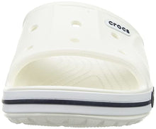 Load image into Gallery viewer, Crocs Unisex Bayaband Slides | Slide Sandals, White/Navy, 4 Men/6 Women
