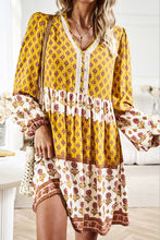 Load image into Gallery viewer, Printed V-Neck Long Sleeve Dress
