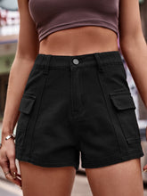 Load image into Gallery viewer, High Waist Denim Shorts with Pockets
