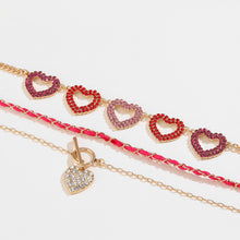 Load image into Gallery viewer, Heart Shape Rhinestone Triple-Layered Necklace
