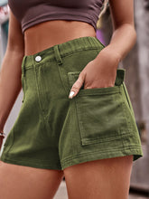 Load image into Gallery viewer, High Waist Denim Shorts with Pockets
