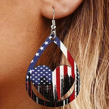 Load image into Gallery viewer, US Flag Pattern Wooden Earrings
