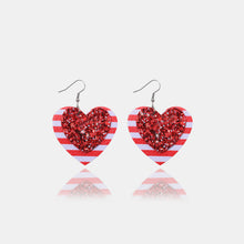 Load image into Gallery viewer, PU Leather Iron Hook Sequin Heart Earrings
