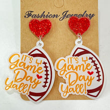 Load image into Gallery viewer, Heart Shape Sports Theme Acrylic Dangle Earrings
