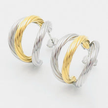 Load image into Gallery viewer, Titanium Steel Three-Layered C-Hoop Earrings
