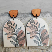 Load image into Gallery viewer, Geometrical Shape Wooden Drop Earrings
