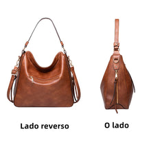 Load image into Gallery viewer, Bolsa feminina de couro PU Boston de ombro, bolsa mensageiro casual fashion (Marrom escuro + carteira)
