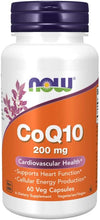 Load image into Gallery viewer, NOW Foods Supplements, CoQ10 (Coenzyme Q10) 200 mg, Cardiovascular Health*, 60 Veg Capsules
