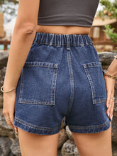 Load image into Gallery viewer, High Waist Denim Shorts with Pockets
