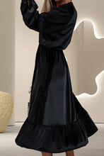 Load image into Gallery viewer, Slit V-Neck Long Sleeve Midi Dress
