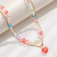 Load image into Gallery viewer, Beaded Double-Layered Heart Pendant Necklace
