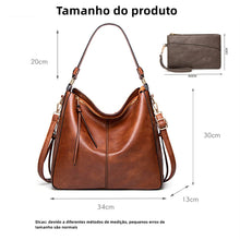 Load image into Gallery viewer, Bolsa feminina de couro PU Boston de ombro, bolsa mensageiro casual fashion (Marrom escuro + carteira)
