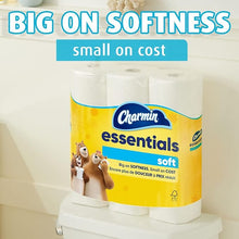 Load image into Gallery viewer, Charmin Essentials Soft Toilet Paper, 9 Mega Rolls = 36 Regular Rolls
