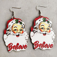 Load image into Gallery viewer, Christmas Themed Wood Dangle Earrings
