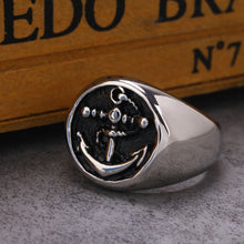 Load image into Gallery viewer, Titanium Steel Anchor Signet Ring
