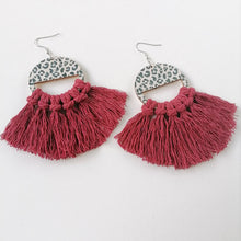 Load image into Gallery viewer, Tassel Detail Leopard Drop Earrings
