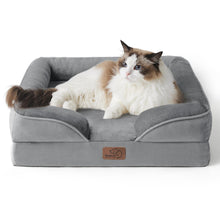 Load image into Gallery viewer, Bedsure Cat Beds for Indoor Cats - Washable Bolster Dog Sofa Beds for Extra Small Dogs, Supportive Foam Pet Couch Bed with Removable Washable Cover, Waterproof Lining and Nonskid Bottom, Grey
