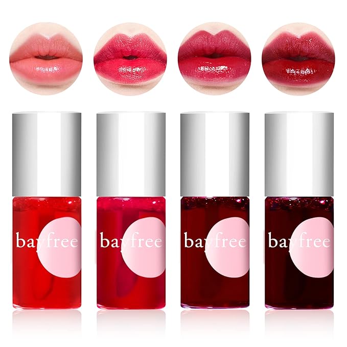 4 Colors Lip Tint Stain Set,Matte Velvet Lip Tint Watery Lip Stain Mini Liquid Lipstick, Moisturizing Waterproof Long Wear Plump Lip Gloss Long-lasting Waterproof Korean Lip Tint Non-Sticky…