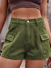 Load image into Gallery viewer, High Waist Denim Shorts with Pockets
