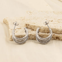 Load image into Gallery viewer, Titanium Steel Three-Layered C-Hoop Earrings
