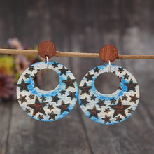 Load image into Gallery viewer, Cutout Star Print Wooden Dangle Earrings
