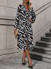 Load image into Gallery viewer, Printed V-Neck Long Sleeve Midi Dress
