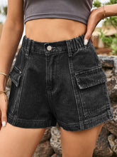 Load image into Gallery viewer, High Waist Denim Shorts with Pockets
