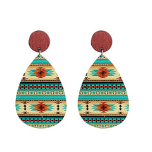 Load image into Gallery viewer, Geometric Wood Teardrop Earrings
