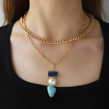 Load image into Gallery viewer, 2 Piece Imitation Gemstone Alloy Necklace
