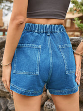 Load image into Gallery viewer, High Waist Denim Shorts with Pockets
