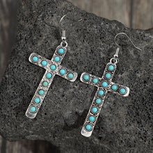 Load image into Gallery viewer, Artificial Turquoise Cross Shape Earrings
