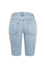 Load image into Gallery viewer, Distressed Raw Hem Denim Shorts
