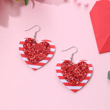 Load image into Gallery viewer, PU Leather Iron Hook Sequin Heart Earrings
