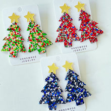 Load image into Gallery viewer, Christmas Tree Acrylic Dangle Earrings
