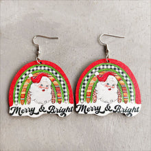 Load image into Gallery viewer, Christmas Themed Wood Dangle Earrings
