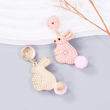 Load image into Gallery viewer, Synthetic Pearl Alloy Rabbit Dangle Earrings
