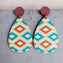 Load image into Gallery viewer, Geometric Wood Teardrop Earrings
