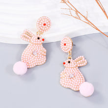 Load image into Gallery viewer, Synthetic Pearl Alloy Rabbit Dangle Earrings
