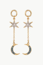 Load image into Gallery viewer, Inlaid Rhinestone Star and Moon Drop Earrings
