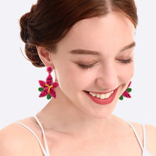 Load image into Gallery viewer, Bead Stainless Steel Flower Dangle Earrings
