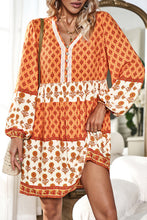 Load image into Gallery viewer, Printed V-Neck Long Sleeve Dress
